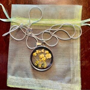Floral Pendant Necklace with Silver Chain
